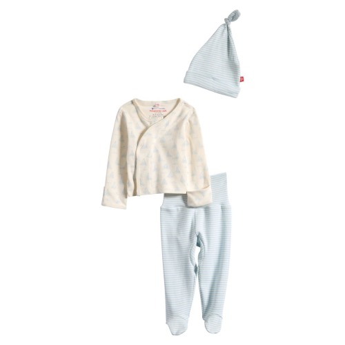 Tiny Tides Organic Cotton Top, Pants & Hat Set, 0-3M