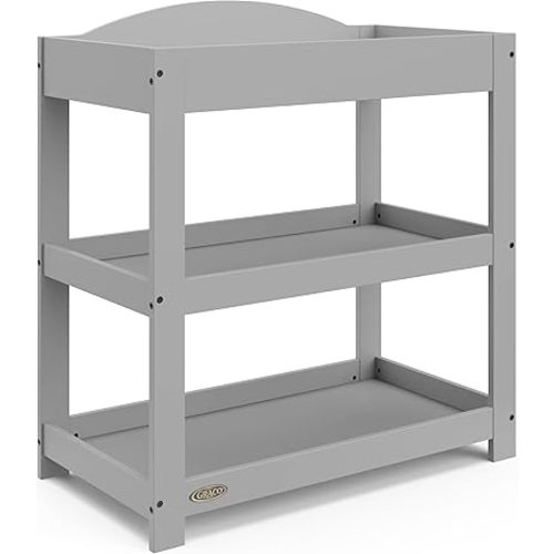 Graco Customizable Changing Table with Water-Resistant Changing Pad (Pebble Gray) - Customizable Modern Flat or Classic Arched Headboard, Baby Diaper Changing Pad Included