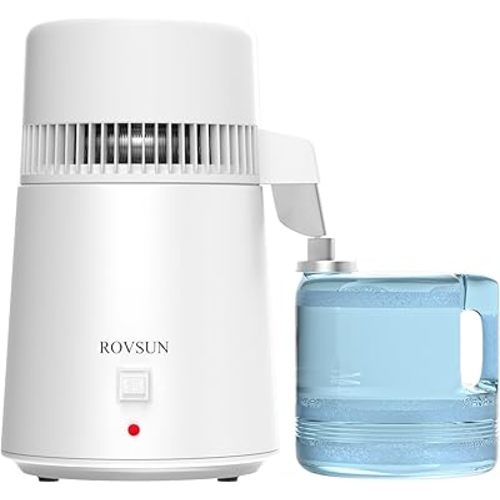 ROVSUN 【Upgraded】 1.1 Gallon/4L Water Distiller Countertop Distilled Water Machine with Flame-Retardant Material, BPA-Free Container & Stainless Steel Interior, 750W Distilled Water Maker Purifier