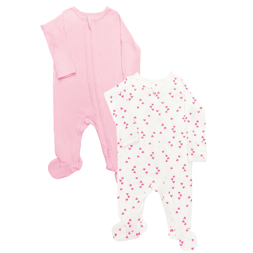 Wonder So Soft Modal by Wonder Nation Baby Unisex Two-Way Zipper Footed Sleep N Play Pajamas, 2-Pack, Sizes Preemie-6/9 Months