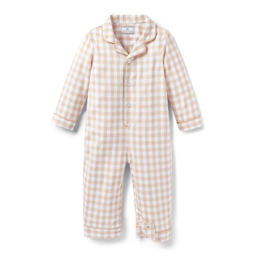 Gingham One-Piece Brushed Twill Pajamas, 0-3M