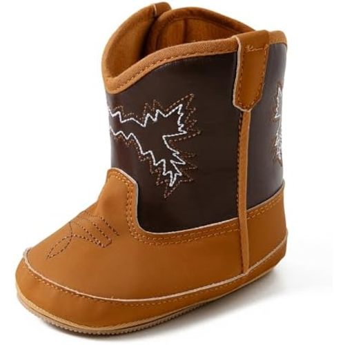 Jastore Infant Baby Boys Girls Booties Newborn Cowboy Boots Toddler Non-Slip Lace Up First Walking Shoes
