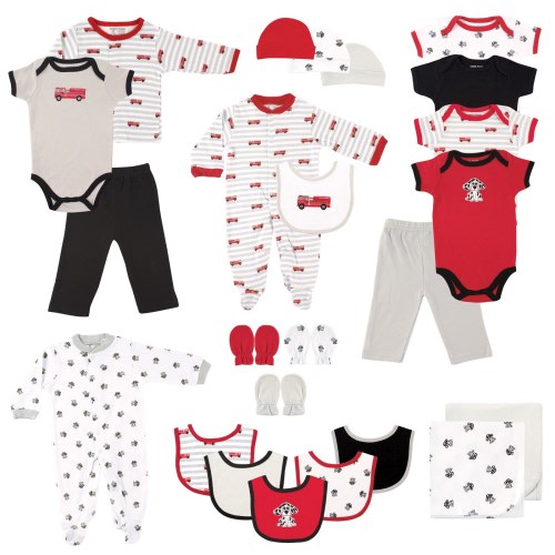 Luvable Friends Baby Boy Layette Gift Cube, Fire Truck, 0-6 Months - Fire Truck