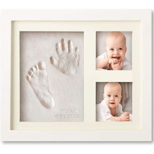 Baby Handprint and Footprint Makers Kit Keepsake Frame for Newborn Boys & Girls Baby Girl Gifts & Baby Boy Gifts New Mom Baby Shower Gifts Baby Milestone Picture Frames Registry Nursery Decor