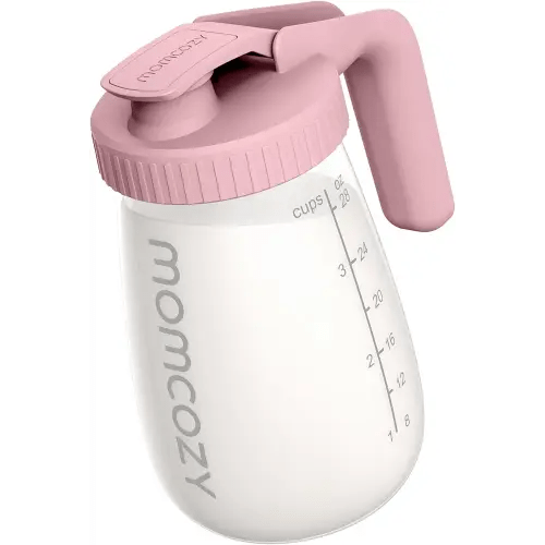 Momcozy Breast Milk Pitcher, Resistant to Heat and Cold Abrupt Temp Swings, No Leak Breast Milk Fridge Storage Container With Wide Mouth, Fast Baby Formula Maker, Breastfeeding Essentials, Pink