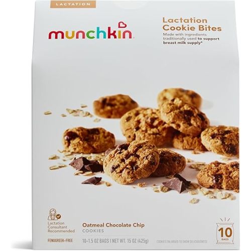 Munchkin Milkmakers Lactation Cookie Bites, Oatmeal Chocolate Chip, 10 Ct