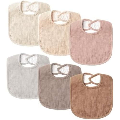 POIKSHARK Muslin Baby Bibs for Unisex Boys Girls, Soft Cotton Baby Drool Bibs, Drooling and Teething Bibs for Infant, Newborn