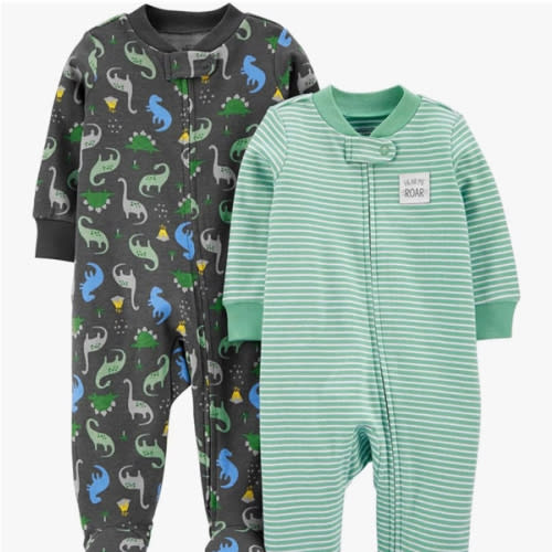 Simple Joys by Carter's baby-boys 2-way Zip Thermal Footed Sleep and Play, Pack of 2