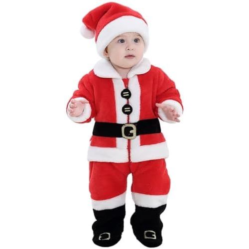 Baby Santa Costume Toddler Christmas Dress Up Romper 1-60months