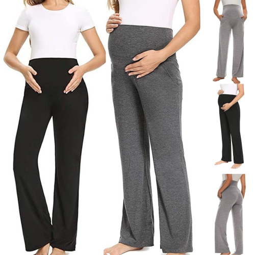 Summer Savings Clearance 2025 Bovxnpu Maternity Clothes For Women, Women's Maternity Pants Stretchy Lounge Wide Leg Trousers with Pockets, Pregnant Woman Thin Solid Mother Casual Elastic Pants XL