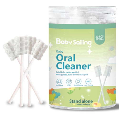 Wave Brush Head Baby Toothbrush for Newborns, 30Pcs Disposable Oral Care Cleaner, Individually Wrapped Gauze Wipes for Infant Tongue Cleaning