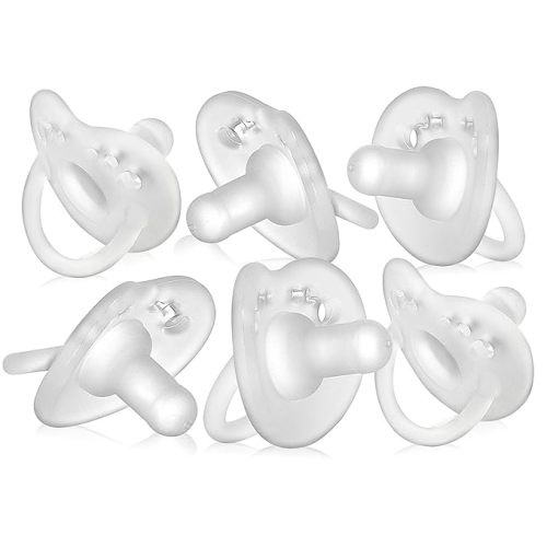 Evenflo Feeding Balance Plus Stage 1 Cylindrical Baby, Newborn and Infant Pacifier - Developed with Pediatric Feeding Specialists - 0 to 6 Months - Clear - (Pack of 6)