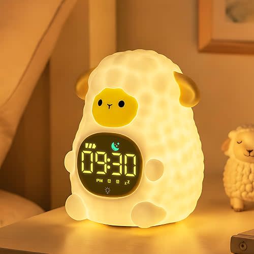 Sheep Kids Alarm Clock with Night Light, OK to Wake Clock for Toddler