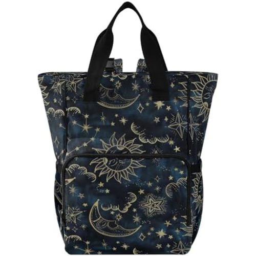 senya Diaper Bag Backpack, Sun Moon Boho Cosmos Astrology Multifunction Travel Bag for Moms Dads