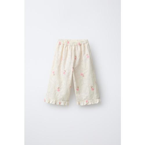 EMBROIDERED FLOWERS PANTS - Ecru | ZARA United States