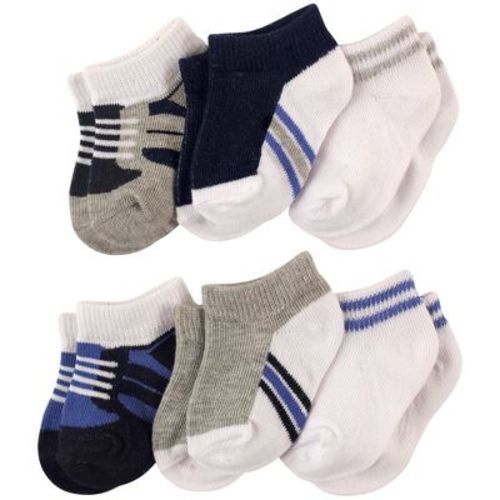 Luvable Friends Baby Boys Newborn and Baby Socks Set, Blue Gray 6-Pack, 0-6 Months