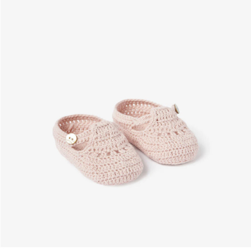 Blush T-Strap Hand Crocheted Baby Booties – Elegant Baby
