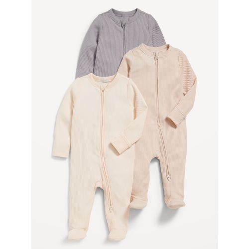 2-Way-Zip Sleep & Play Footed One-Piece 3-Pack for Baby - 3-6mo