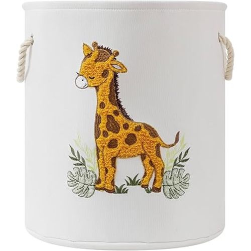 Kids Laundry Basket Baby Hamper for Nursery, Canvas 58L Large Dirty Clothes Hampers with Drawstring Closure, Jungle Theme Baby Basket, Animal Baskets Toy Laundry Hamper, Safari Nursery Decor, Giraffe
