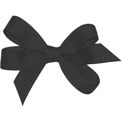 Wee Ones Girls' Plain Wrap Classic Grosgrain Hair Bows on a WeeStay No-Slip Hair Clip, Handmade, Baby, Black