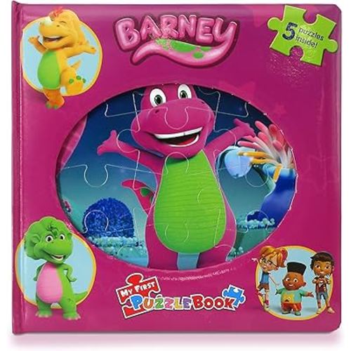 Mattel Barney My First Puzzle Book - Jigsaw Puzzles for kids, 10-page board book, 5 puzzles to enjoy
