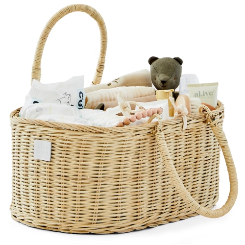 Baby Diaper Caddy Organizer "SAVANNAH" Handmade & Natural by BEBE BASK® – BEBE BASK
