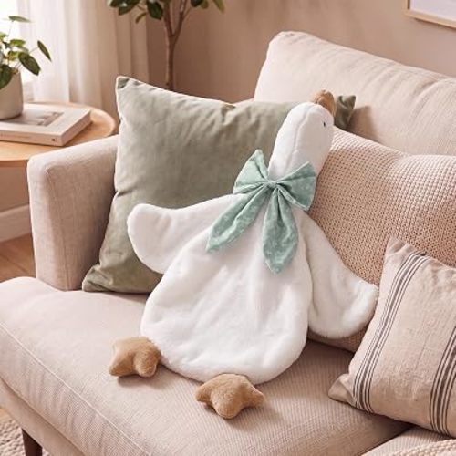 Mindsoft Goose Lovey Blanket with Bow, Baby Security Blanket for Newborn