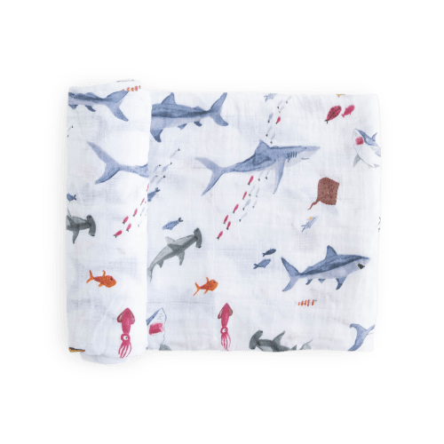 Cotton Muslin Swaddle Blanket - Shark