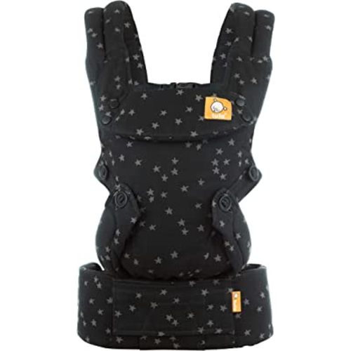 Baby Tula Explore Baby Carrier 7 – 45 lb, Adjustable Newborn to Toddler Carrier, Multiple Ergonomic Positions, Front and Back Carry, Easy-to-Use, Lightweight – Discover, Black with Gray Stars