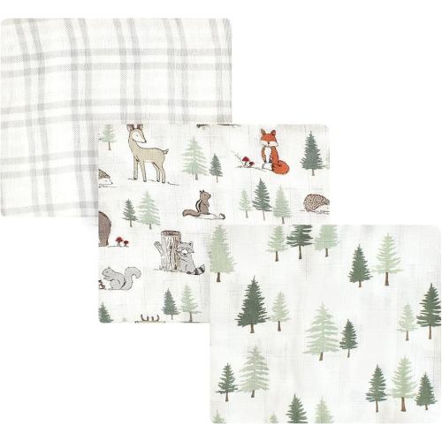 Hudson Baby Unisex Baby Cotton Muslin Swaddle Blankets, Forest Animals, 3-Pack