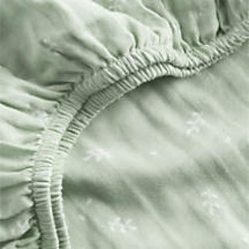 Supersoft Muted Teal Leaf Print 100% Organic Cotton Gauze Baby Crib Fitted Sheet