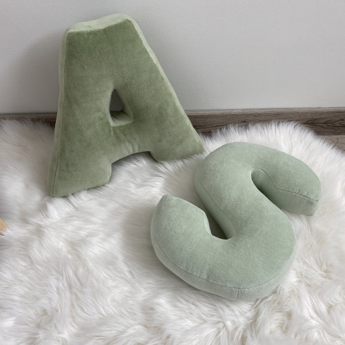 Pastel sage Monogram letter cushion, Fabric letters decoration, Personalized monogram decorative, Kid Room Decor, custom letter pillow