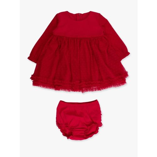 Long Sleeve Dotted Tulle Dress & RuffleButt Set