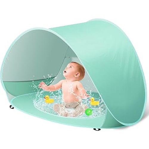 Baby Beach Tent with Pool, Pop Up Sun Shelter UPF 50+ UV Protection for Infant Toddlers, Portable Shade Tent with Carry Bag for Beach Outdoor Travel