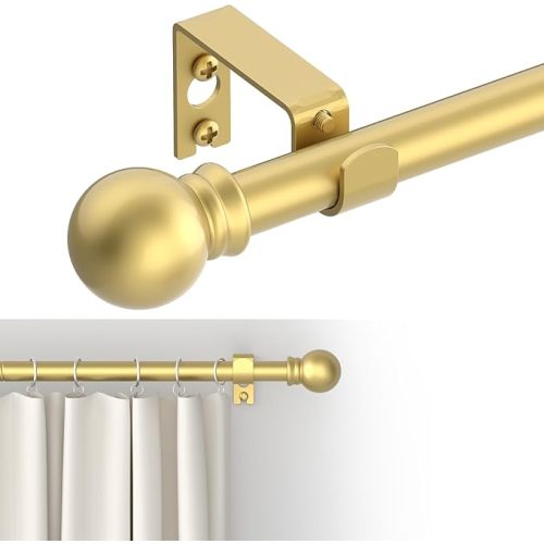 GXOACKJ Curtain Rods for windows 32-62 inch, 5/8 inch Decorative Gold Splicing Heavy Duty Metal Curtain Rod set with Brackets