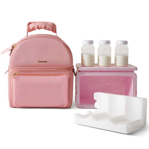 Sunveno Breastmilk Cooler Bag with Detachable Insulation Box Set, Pink