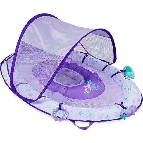 Swimways Ultra Baby Spring Float, Premium Inflatable Baby Pool Float with Sun Canopy, Fast Inflation & Carry Bag (9-24 Months), Mermaid Toys for Kids