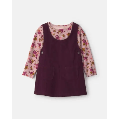 Baby Girl 2-Piece Floral Corduroy Long-Sleeve Dress Set - Pink/Purple - OshKosh B'gosh | Carter's
