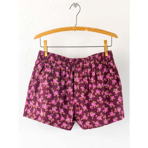 Mix & Match Cotton Pajama Shorts - Porto Ditsy Merlot – Natural Life