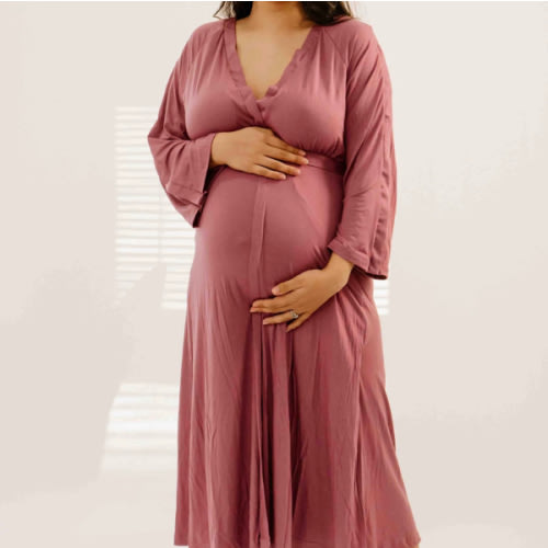 Amelia Labor & Postpartum Gown in Dusty Rose – Lila