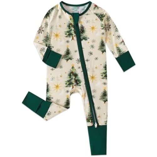 Baby Footless Pajamas with Mittens and Feet Cuffs Viscose of Bamboo Cartoon Infant Boys Girls Zipper Pjs Romper
