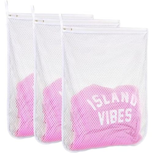 3 pcs Durable Honeycomb Mesh Laundry Bags for Delicates 3 Large (16" x 19")