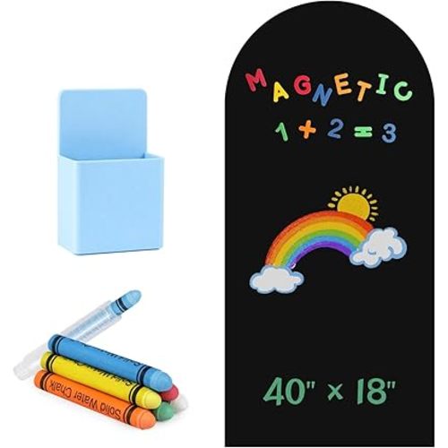 40 x 18 Arch Magnetic Wall Decal for Kids, Upgraded Self-Adhesive UnPeel Magnetic Chalkboard for Wall, Magnet Wall Drawing Learning for Playroom, School, Home(Black)