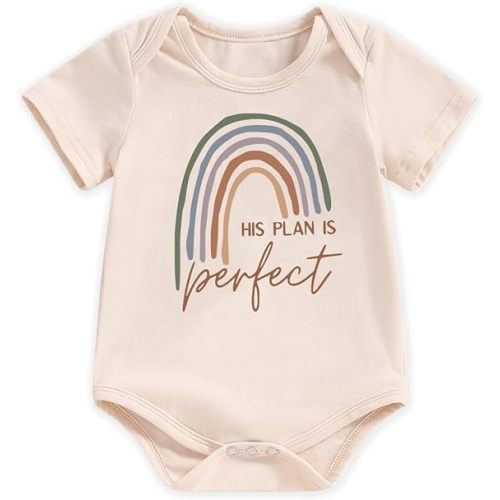 hrcfbk Newborn Infant Baby Boys Girls Bodysuit Short Sleeve Funny Letters Print Romper Reveal Pregnancy Announcement Clothes