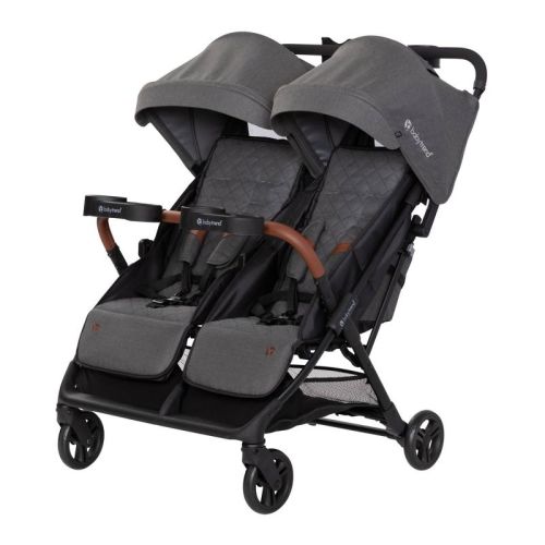 Baby Trend York Compact Side-By-Side Double Full Size Stroller - Cosmic Gray: Steel Material, 5-Point Harness, EVA Tires