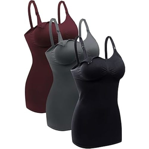 Womens Nursing Tank Tops Built in Bra for Breastfeeding Maternity Camisole Brasieres