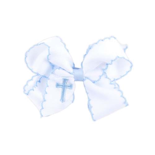 Cross Embroidered Moonstitch Hair Bow