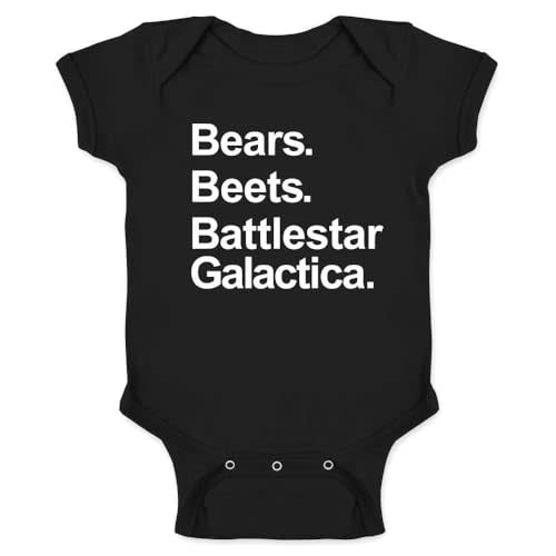 Bears Beets Novelty T-Shirt Gift Infant Bodysuit for Baby Black 6M