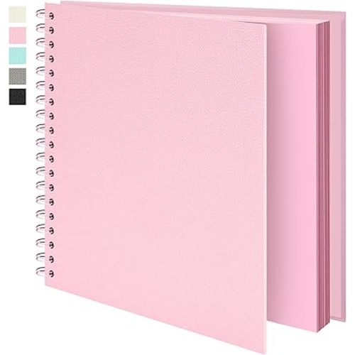 Vienrose Scrapbook Album 10x10 Inch Blank Thick Kraft Paper DIY Scrapbooking Supplies, Scrap Book Photo Albums for Wedding Travel Family Baby - Perfect Holiday Gifts Pink 40 Sheets/80 Pages