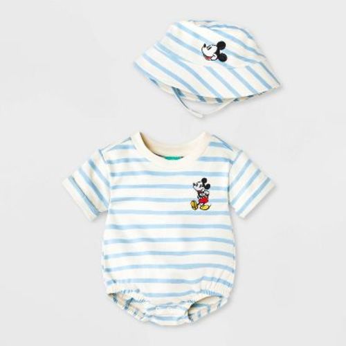 Baby Boys' 2pc Disney Mickey Mouse Romper & Hat Set - Blue 0-3M